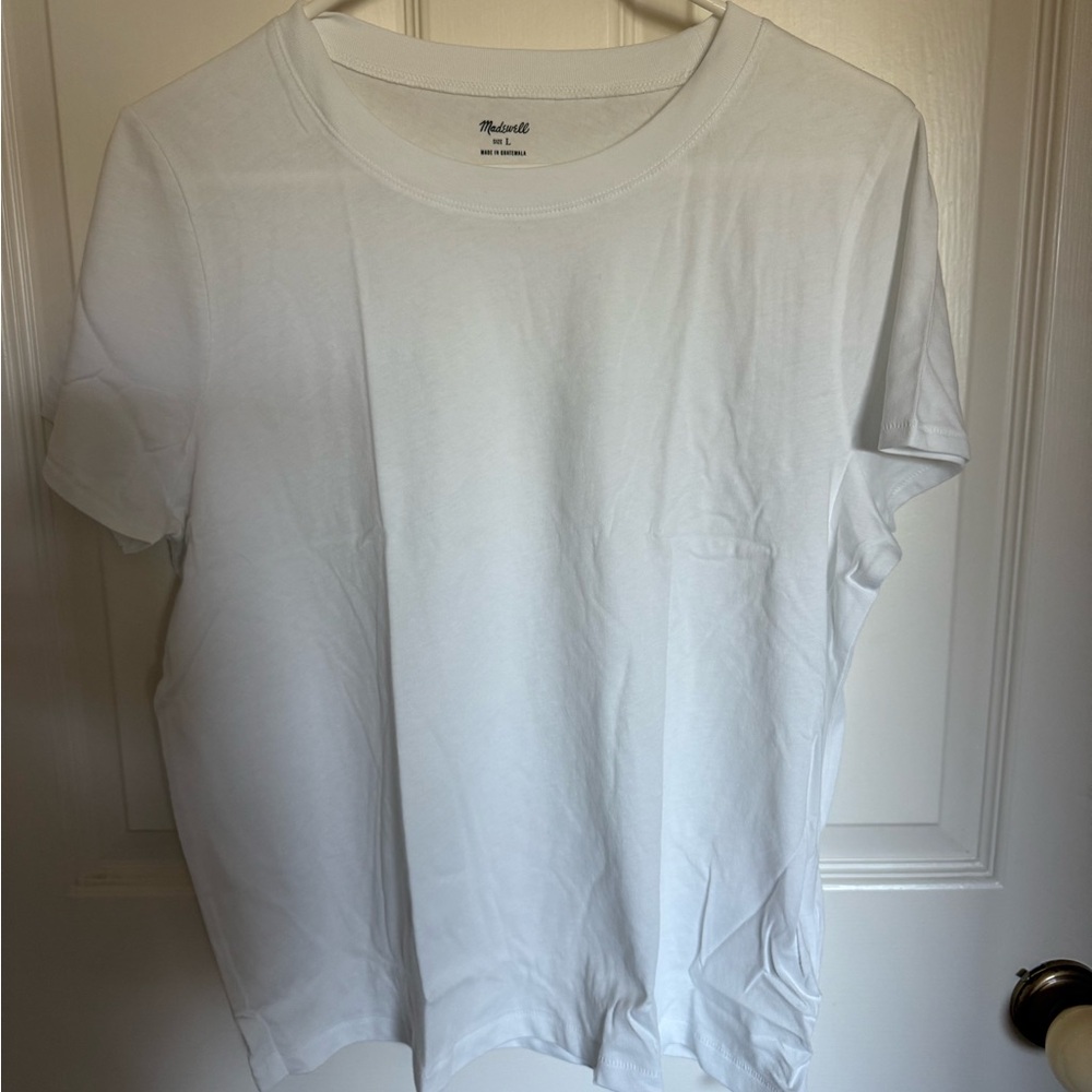 Madewell White Crew Neck T-Shirt. Size L. NWT